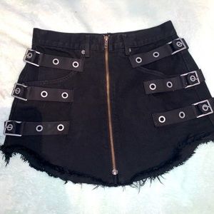 Black zip up skirt with buckles